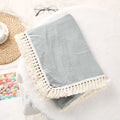 Cotton Muslin Swaddle Blankets for Newborn Baby Tassel Receiving